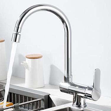 Imagem de YYBOES Torneira misturadora de cozinha dobrável dentro da janela torneiras de pia de cozinha torneira de cozinha cromada água quente e fria latão torneira de pia de cozinha-B