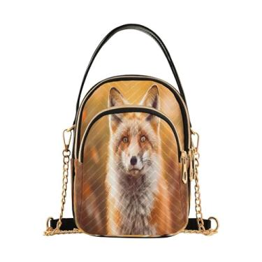 Imagem de CEBUGI Bolsa tiracolo feminina clutch bolsa de telefone raposa vermelha elegante bolsa de ombro com alça de corrente removível
