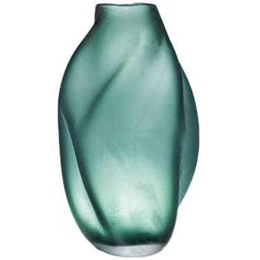 Imagem de YYBOES Vaso de vidro para vaso de flores de vidro feito à mão artesanato criativo transparente decoração de casa de escritório (tinta verde) frasco (tamanho: 38,5 * 20,5 cm) para centro de casa e