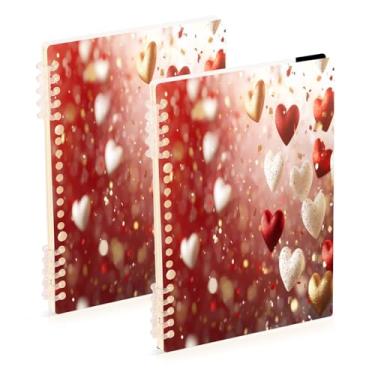 Imagem de Burbuja Cadernos de balão de coração dos namorados, papel pautado universitário A5 com 60 folhas, fichário para diário, escritório, 2 unidades