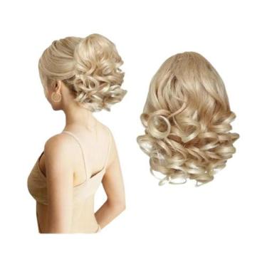 Imagem de Extensões De Rabo De Cavalo Sintético Curto E Cacheado Com Clip Para U