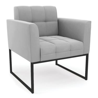 Imagem de Poltrona Elisa Suede Base Metálica Industrial Preto - D'rossi Cor Cinza