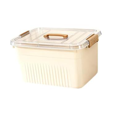 Imagem de SiaBiced Caixa organizadora com tampa, versátil e com alças, ideal para guardar compras e transportar brinquedos, 30x22x16cm