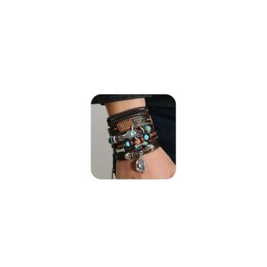 Imagem de Wonlte Pulseiras vintage turquesa ocidentais para mulheres e homens, pulseira de contas turquesa empilhável estilo boêmio, acessórios de bijuteria rústica ocidental, Medium, Plástico, Sem Pedra