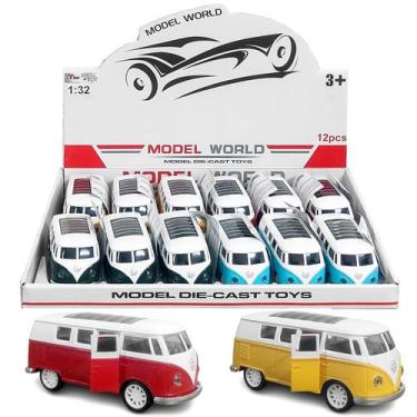 Imagem de Caixa com 12 Carrinho Metal Perua Kombi em Miniatura Revenda - Barcelo