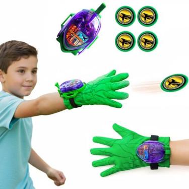 Imagem de Luva Huk com Pistola de Discos com Luz e Luz Brinquedo Infantil Intera