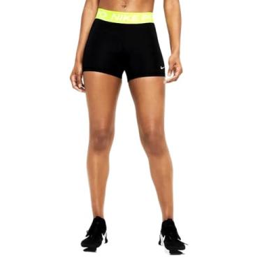 Imagem de Nike Womens Pro 3" Shorts (Black/Volt/White, XXLl)