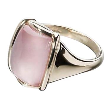 Imagem de Anéis femininos empilháveis de ouro grosso com moissanite, anéis de articulação, presentes de joias de compromisso de casamento, Medium, Latão, Sem pedra preciosa