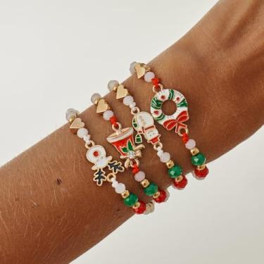 Imagem de Pulseira com pingente de Natal para mulheres, joias da amizade, presente de férias, acessório, Medium, Latão, Sem Pedra Preciosa