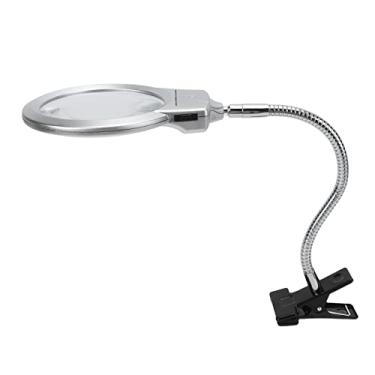 Imagem de aqxreight Lupa de Iluminação LED Com Braçadeira Mangueira de Ajuste de Lente óptica Lupa Com 2 LEDs para Leitura de Artesanato Longa Alta para Lente de Ampliação de Transmitância Com