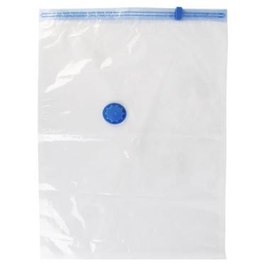 Imagem de Saco Organizador a Vácuo M, 60x80cm, PVC Transparente, Redução de Volume 80%, com Zíper Hermético, 1 Unidade