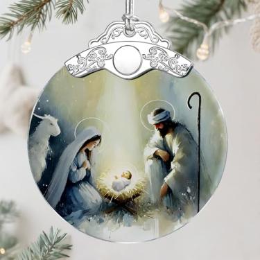 Imagem de Enfeite de Natal de presépio - Enfeite de Natal religioso - Decoração de Natal Cristã - Enfeites de Sagrada Família - Presentes Cristãos - Presentes Religiosos - Troca de Presente - Ideia de Presente