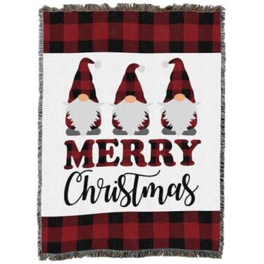 Imagem de Pure Country Weavers Gnomos xadrez de búfalo de Natal - presente de feriado - manta de tapeçaria tecida de algodão - Feito nos EUA (72 x 54)