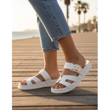 Imagem de Sandália Papete  Feminina Slide Confort - Hermes, Branco