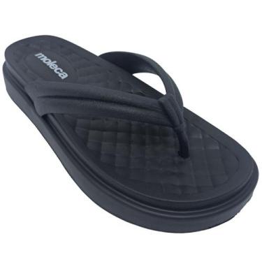 Imagem de Chinelo Moleca Feminino Sintético Liso Calce Fácil, Preto, 35