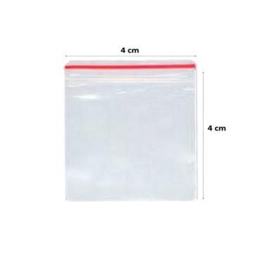Imagem de Saco Transparente Plástico Fecho Zip Hermético 4x4cm Com 200 Unidades 