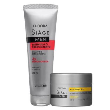 Imagem de Kit Shampoo Antiqueda Crescimento E Pomada Modeladora Efeito Matte Eudora Siàge Men