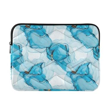 Imagem de Capa protetora para notebook 13, 13,3, 35 cm, mármore azul à prova de choque, bolsa de transporte durável para computador