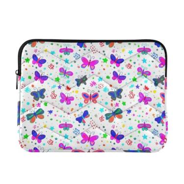 Imagem de Capa acolchoada para laptop, borboletas, estrelas, bolinhas, branca, à prova de choque, capa protetora para notebook à prova d'água de 15 polegadas
