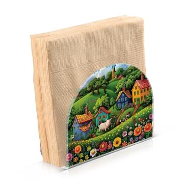 Imagem de Porta-guardanapos colorido de plástico, porta-guardanapos para cozinha, dispensador de guardanapos de restaurante para guardanapos de papel de jantar