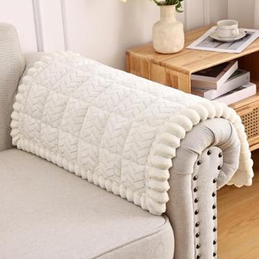 Imagem de Smiry Capas antiderrapantes para apoio de braço de sofá para cães, capas felpudas para sofá e animais de estimação, capas macias laváveis para poltronas reclináveis (bege, 70 x 70 cm)