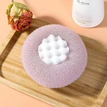 Imagem de 1 bola de banho de girassol com ventosa, esponja de banho esfoliante super macia, bola de banho suave para mulheres e homens, escova corporal de limpeza profunda para uso no chuveiro ou spa (roxo)