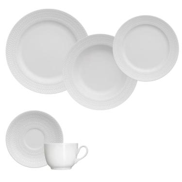 Imagem de Jogo Jantar Chá 20 Peças Chevron Branco Germer Porcelanas