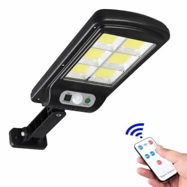 Imagem de Luminária Solar LED 100W com Sensor de Movimento PIR, 96 LEDs, Controle Remoto, 180° Ajustável, 3 Modos de Iluminação, Bateria 1200mAh, Preto