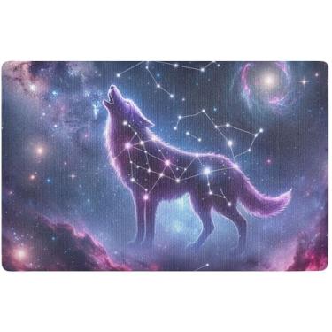 Imagem de TSENQUE Capacho personalizado de constelação do zodíaco lobo engraçado tapete de boas-vindas interno, tapete de varanda impermeável antiderrapante tapetes de porta externos, lavável, 81 cm x 50 cm