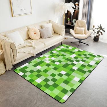 Imagem de Tapetes de área de jogos estilo pixel, tapete antiderrapante com tema mineiro, bloco verde claro, tapete de entrada, casa, sala de estar, quarto, decoração, 9,5 x 1,5 m
