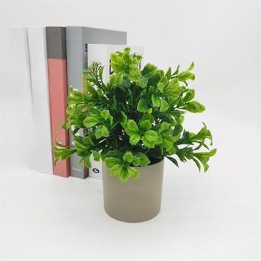 Imagem de Planta artificial Pothos - Decoração de mesa com vegetação sintética, vaso de plástico pequeno para decoração de mesa de sala de estar em casa (verde 5)