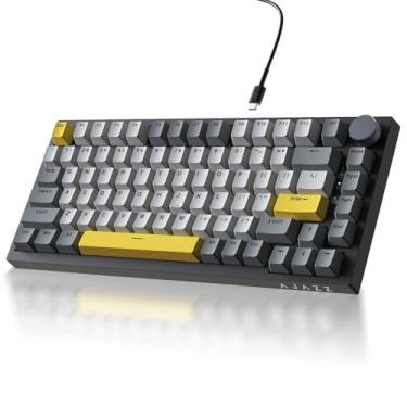 Imagem de Teclado mecânico para jogos DAIDAI×AJAZZ AK820 75% com junta, fio e botão de volume - LED virado para o sul - Teclas PBT - Teclado RGB de troca rápida programável