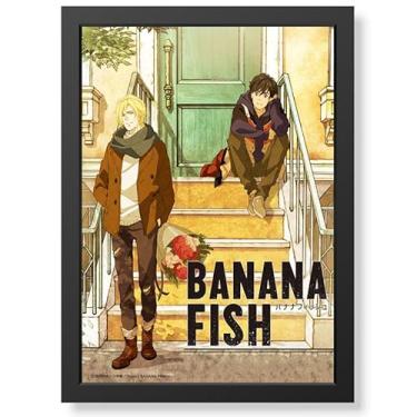 Imagem de Quadro Decorativo Ɓanana Fish Ash Lynx e Eiji Okumura geek.frame vidro premium decoração sala quarto anime presente decorativo parede otaku gamer qualidade Banana
