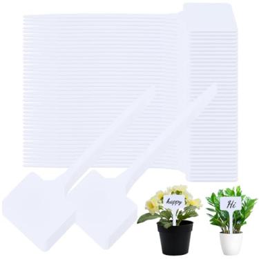 Imagem de SOFPLATE 50 peças etiquetas de plantas de plástico branco de 5,8 polegadas grandes à prova d'água marcadores de jardim PVC tipo T etiquetas duráveis para plantas de viveiro para vegetais, flores