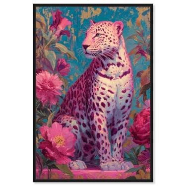 Imagem de Decoração de parede rosa com impressão em tela Amaranth Apex por Art Remedy, moldura preta, 25 x 38 cm