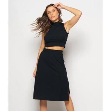 Imagem de Conjunto Salvatore Fashion Cropped Regata Saia Midi Malha Canelada Feminino-Feminino