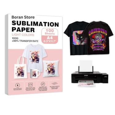 Imagem de Papel de transferência de camisetas de papel de sublimação 21,5 x 28 cm Papel de transferência de calor com tinta de sublimação para camisetas Tecidos leves Tecidos escuros Canecas Papel de sublimação 100 folhas para qualquer impressora jato de tinta