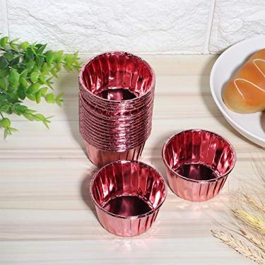 Imagem de GLOGLOW Copos de Cozimento de Produtos de Panificação, Copos de Bolo de Resistentes Ao Calor para Muffins, 50 Peças, 2,4 Polegadas de Diâmetro Inferior Dupla Face Ouro Rosa Nan (Ouro rosa dupla