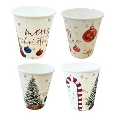 Imagem de 10unds Copo descartável para Festa Natal Com árvore Natalina - decoração elegante - Cor:Branco Merry Christmas
