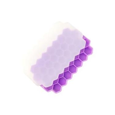 Imagem de Forma de Gelo Cubo de Silicone Alimentício Sem BPA | Fácil Desmoldagem | Anti-Stress & Brinquedo Sensorial | Ideal para Drinks e Cozinha (Retângulo-Roxo,2 peças)