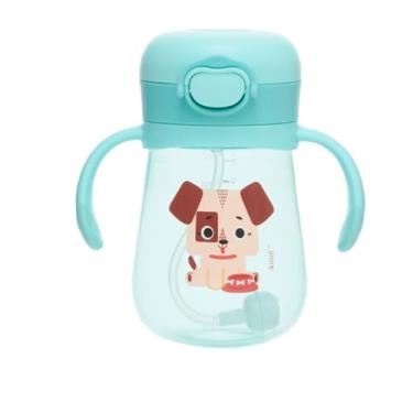 Imagem de Copo Infantil Com Canudo Treinamento Garrafa Antivazamento Transição (Azul Cachorro Theo)