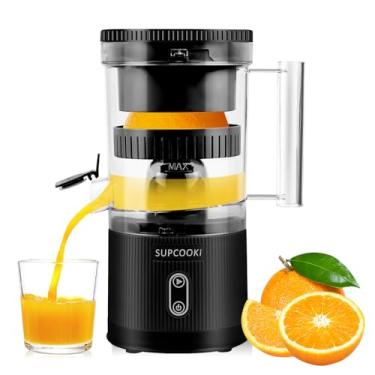 Imagem de Espremedor de frutas cítrico elétrico recarregável – Espremedor automático com botão de toque, cabo USB e escova de limpeza | Portátil para laranja, limão, toranja | fácil de limpar, preto