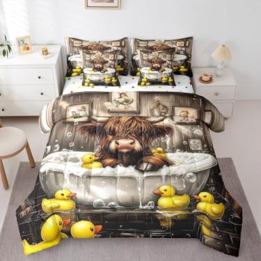 Imagem de Jogo de cama com estampa de animais rústicas para todas as estações, marrom amarelo (2 fronhas + 2 fronhas + 2 fronhas + 2 capas de travesseiro)