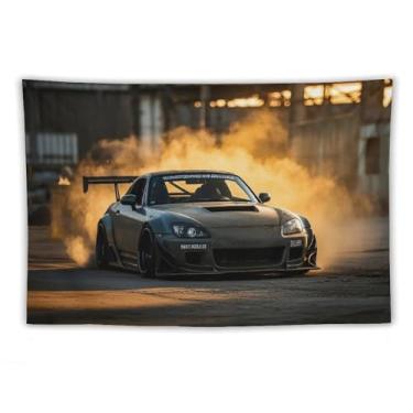 Imagem de HouLaiZhe JDM Tapeçaria para carro esportivo Drift S2000 Jdm modificação para pendurar na parede quarto decoração de casa tapeçarias estética piquenique decoração de parede arte de parede para