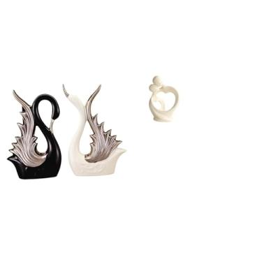 Imagem de Whtkoph Elegante Estatueta de Cisne em Cerâmica E Escultura Abstrata de Um Amante, Peça de Coleção Artística para Casa, Mesa, Prateleira, Armário, Aniversário