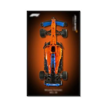 Imagem de Joodyyoo Quadro de parede para Lego Technic McLaren F1 42141, arte de parede para suporte de parede de carro Lego F1, ideia de presente, decoração de casa (não inclui carro)