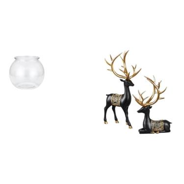 Imagem de Whtkoph Ornamento Transparente para Aquário Pequeno, Vaso, Mesa, Escritório, Casa, Escultura de Rena, Estátua de Alce em Resina, Cor