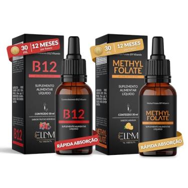Imagem de Vitamina B12 + Vitamina B9 Sublingual em Gotas ELLYM NUTRITION Melhora Metabolismo Sistema Nervoso Suporte Gestacional