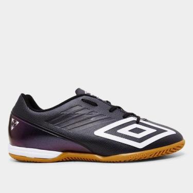 Imagem de Chuteira Futsal Umbro Velocita Decimo Club Unissex, Preto, Branco, 43