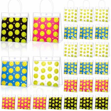 Imagem de FOGWOWO 24 peças de sacolas de presente de softball, sacolas de plástico para softball, com alças de botão, sacolas de guloseimas para dia de jogo, esportes, festas, lembrancinhas, suprimentos de